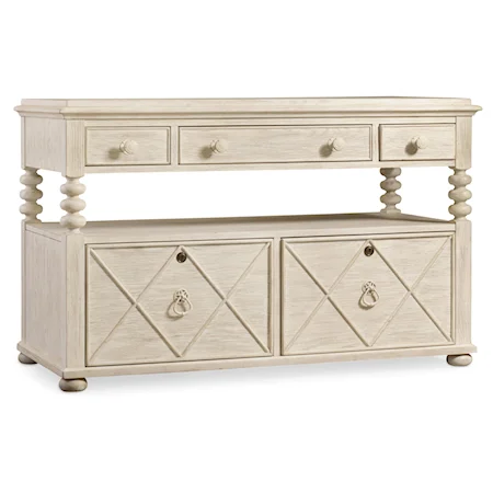 Causal Cottage Coastal Utility File Cabinet with Drop-Front Drawer
